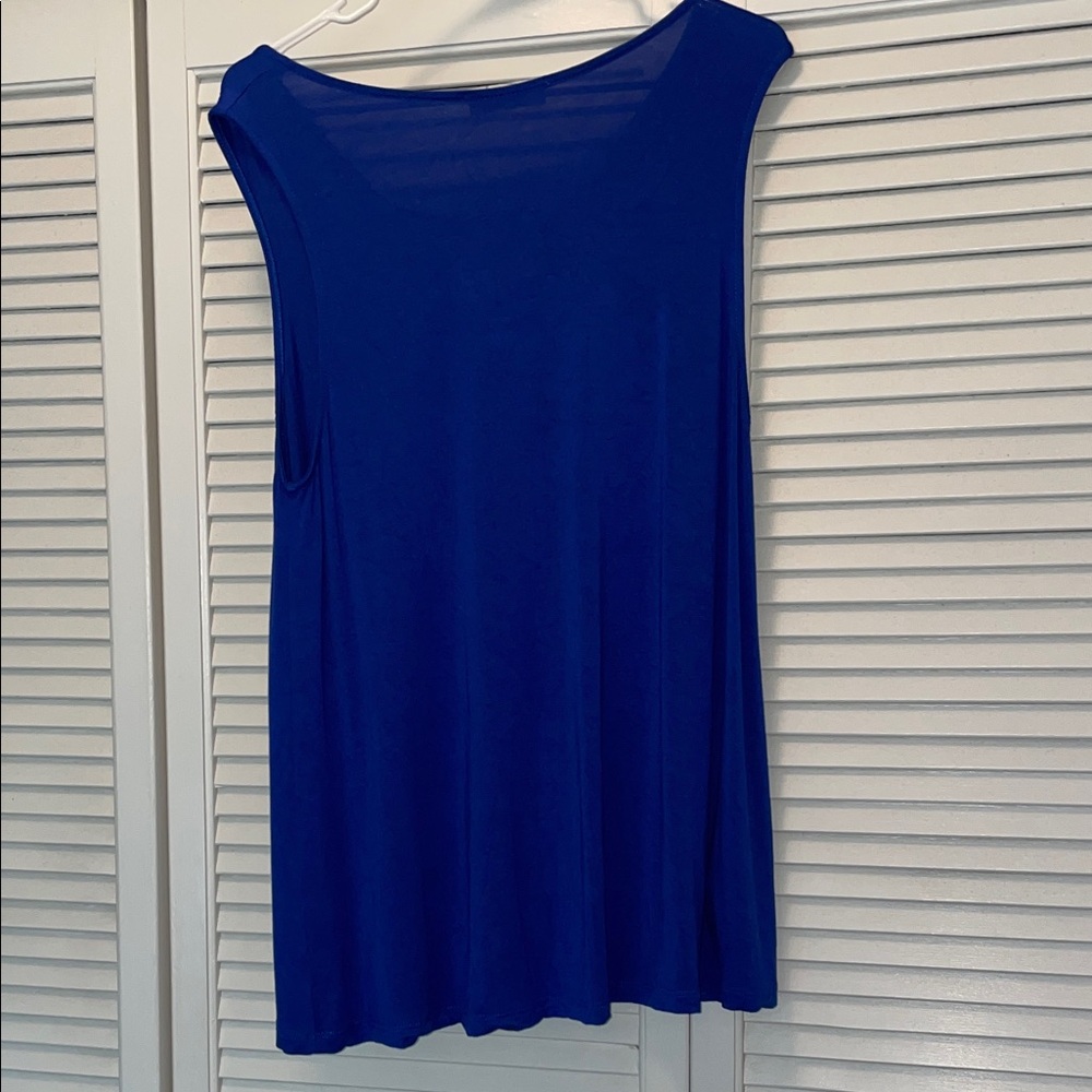 West K Chic Royal Blue Sleeveless Tank Top, XL - Picture 3 of 5